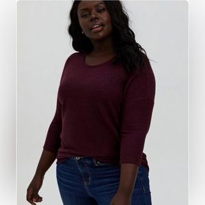 Torrid 0x Relaxed Fit Super Soft Plush Crew Neck Dolman Long Sleeve Tee NWT